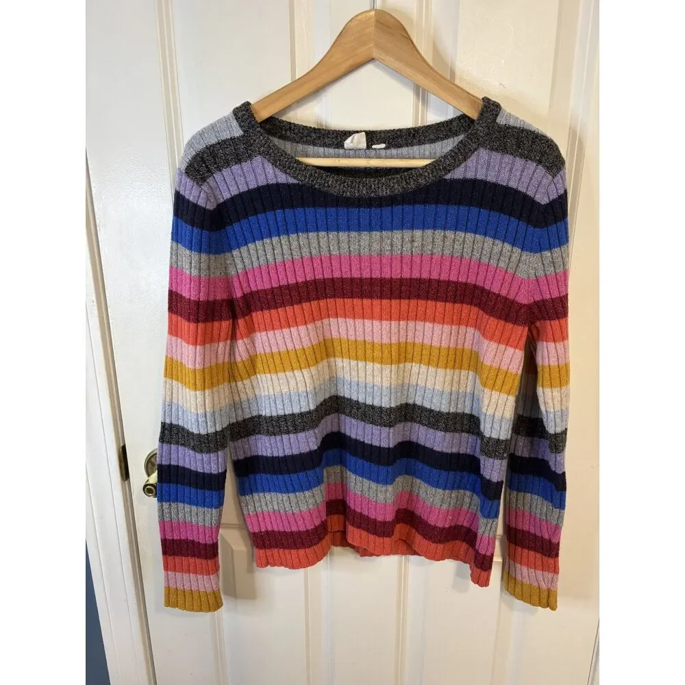 Gap Striped Rainbow Lurex Sparkle Crew Neck Sweater (No size- M/L)